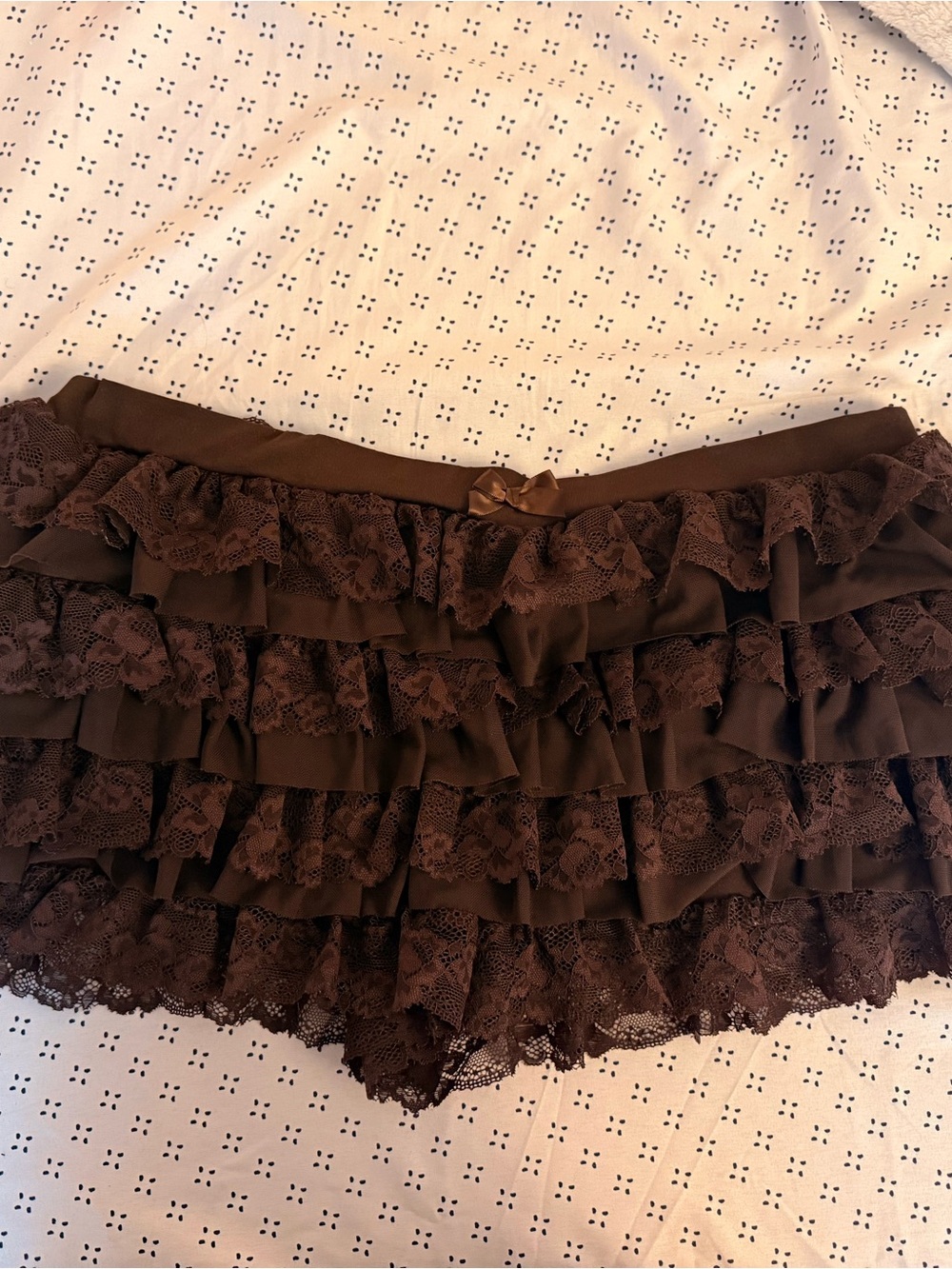 Brown Lace Ruffle Women’s Shorts